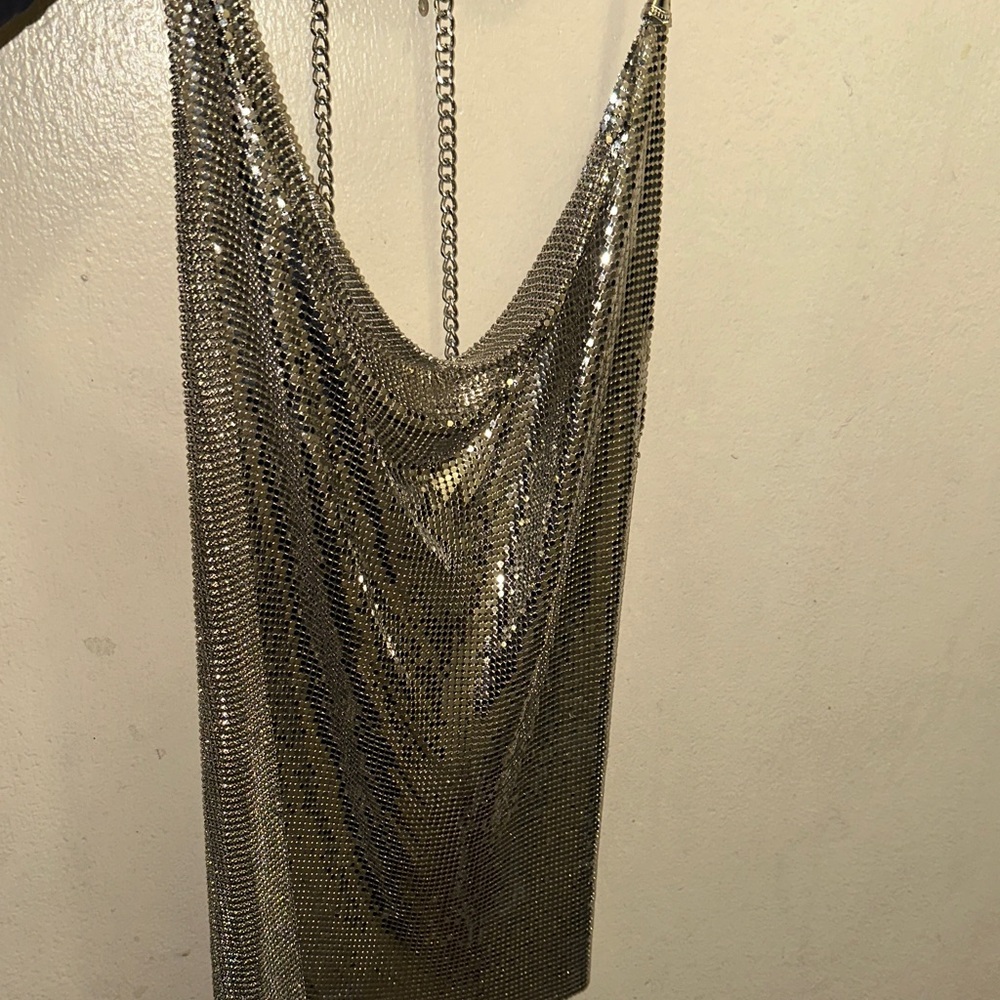 Silver Chainmail Backless Top
